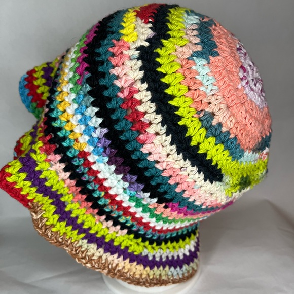 Crochet bucket hat crochet 100% cotton multicolor washable dryable granny sq - Picture 10 of 13